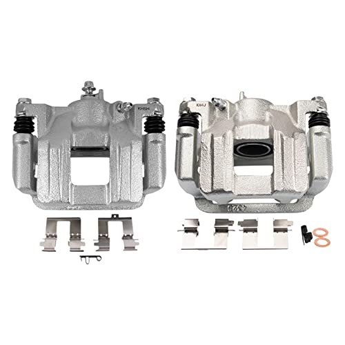 Image of TRQ Rear Driver and Passenger Side Brake Caliper Set Caliper Brackets Compatible with 2011-2017 Honda Odyssey Rear