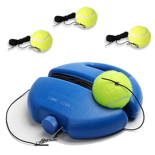 Tennis Trainer, 1Pc Portable Tennis Rebounder with 3 Long Rope Balls, Solo Tennis Training Equipment Practice Tennis Equipment, Tennis Training Equipment for Kids Adults Beginners (Blue)