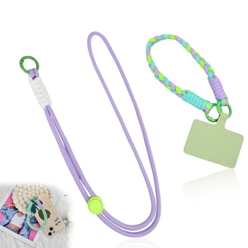 Cuerda para Móvil Universal con Parche, 2Pcs Cadena con Hebilla Cuerda, Cordón para teléfono Celular, Cordón Colgante Movil Correa Ajustable, Correa Cruzada y para la Muñeca para Todas Fundas de Móvil