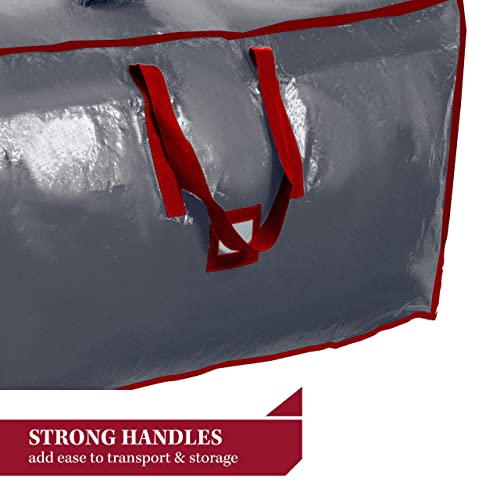 Pakkon Christmas Tree Storage Bag - Open Top, Waterproof Christmas Tree Storage Box For Disassembled Trees Up To 9 Feet With Carry Handles And Dual Zipper - 65X15X30 Inches, Grey #TOP2