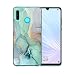 Produktbild Crystal Clear für Huawei P30 Lite Hülle Handyhülle Weiche TPU Transparent Dünn Case Silikon Schöne Blume Marmor Cover Schutzhülle Muster Rosa Grün für Huawei P30 Lite Case (d)