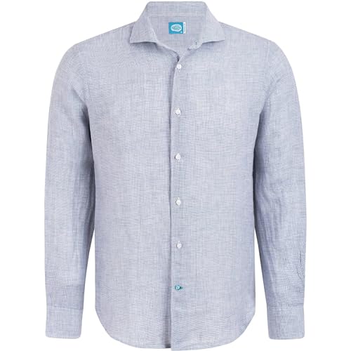 Chemise homme vichy lin gris manches longues coupe ajustée Krabi M