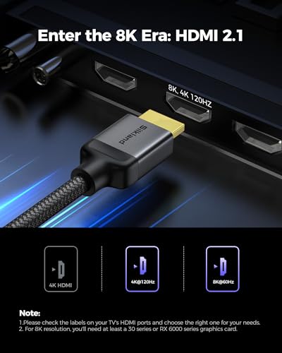 Image of Silkland 10K 8K HDMI 2.1 Cable 15FT, [4K@240Hz 144Hz, 8K@60Hz, 2K@240Hz] Ultra High Speed HDMI Cable 48Gbps, HDR10+, eARC, HDCP 2.3, Compatible for Xbox /PS5 /PS4 /Roku TV
