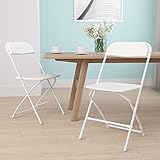 EMMA + OLIVER Set of 2 White Stackable Folding Plastic Chairs - 650 LB Weight Capacity