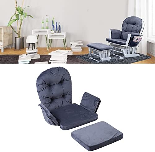 Zerone Soft Velvet Cotton Chair Cushions and Stool Pad Set, Glider Rocker Replacement Cushions with Storage Pockets