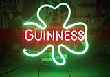 HOLTEEZ Beer Bar Sense 17inx14in Guinness Shamrock Clover Neon Sign Light Man Cave Bar Pub Beer Handcrafted Home Wall Decor Lamp KA30