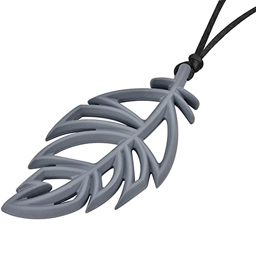 Image of Sensory Chew Necklace for Kids Adults,Fidgety ChewingToy Made of Soft Silicone,Leaf Feather Chewlery Necklaces BPA-Free