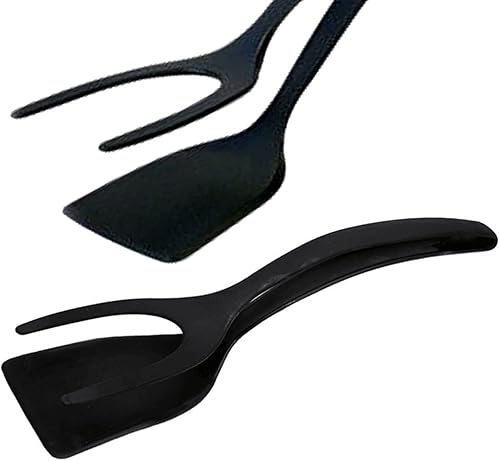 Miniatura 7 de Pinzas 2 en 1, espátula de agarre y tapa para huevos fritos, espátula giratoria hecha de silicona con revestimiento antiadherente, pinzas para huevos