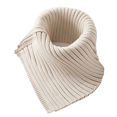 Women Winter Ribbed Knit Turtleneck Fake Collar Solid Color Detachable Triangular Scarf Shawl Wrap Neck Warmer False C
