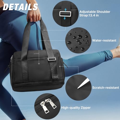 G4Free 10L Mini Gym Bag, Lightweight Small Duffle Bag with Wet Pocket for Women Men, Cute Duffel Bag for Workout Dance Yoga Travel, Black — view 6