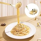 3-częściowy zestaw szczypiec do spaghetti, szczypce do makaronu, widelec, szczypce do spaghetti, ze stali nierdzewnej, srebrne, złote łyżki do spaghetti, idealne do makaronu, sałatek i potraw z grilla