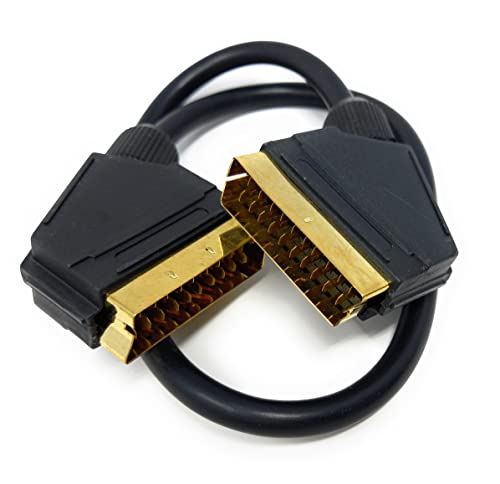 DRUT 50cm short Scart to Scart Cable Lead, 21 Pin Male to Male (Plug to Plug) RGB Cord for TV, VCR, DVD Player Gold Plated 1.6ft