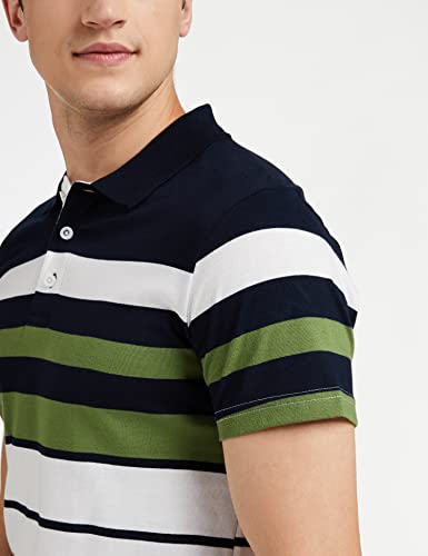 EYEBOGLER Men's Striped Regular fit T-Shirt (T285HS_White Darknavy Indigo Royal S) EYEBOGLERMenRegularT-Shirt