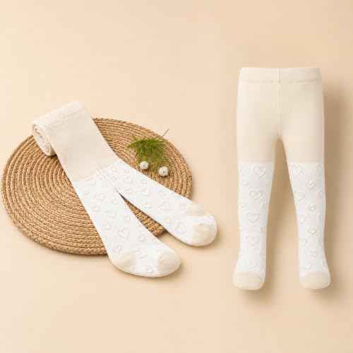 Image of THE LITTLE LOOKERS Baby Tights Thick Toddler Baby Girl Seamless Knit Leggings Thick Solid Cotton Stockings Footed Pants Pantyhose for Years Baby
