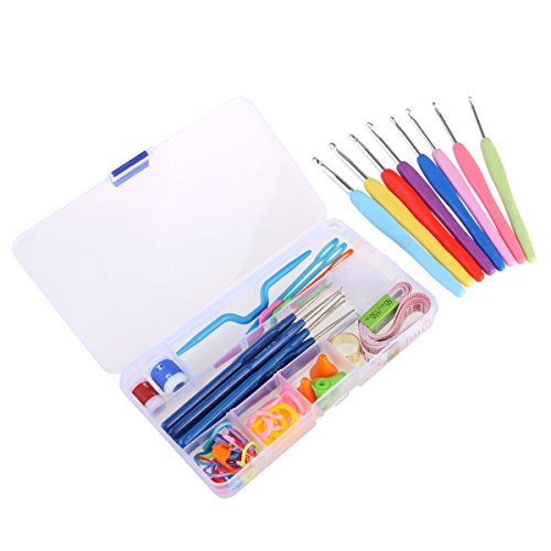 Agulhas de crochê NUOLUX 16 peças de agulhas de tricô com cabo macio de alumínio cor aleatória