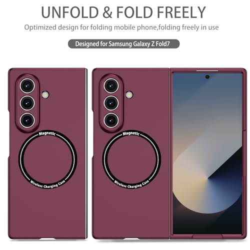 Image of amazon basics Magnetic Case Cover for Samsung Galaxy Z Fold 6 [Compatible with Mag-Safe] Slim Shockproof Magnetic Phone Cover Case - Purple