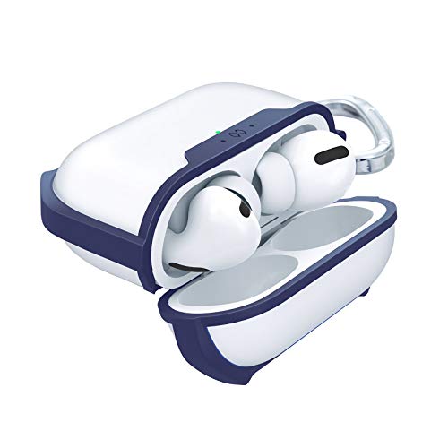 HaoHZ Funda para AirPods Pro Estuche, Estuche Protector Transparente Duro para PC con Borde Suave (LED Frontal Visible),Azul
