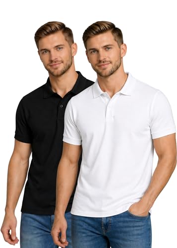 Image of INKKR Men's Combo Polo Neck Cotton Blend Solid T-Shirt (Pack of 2)