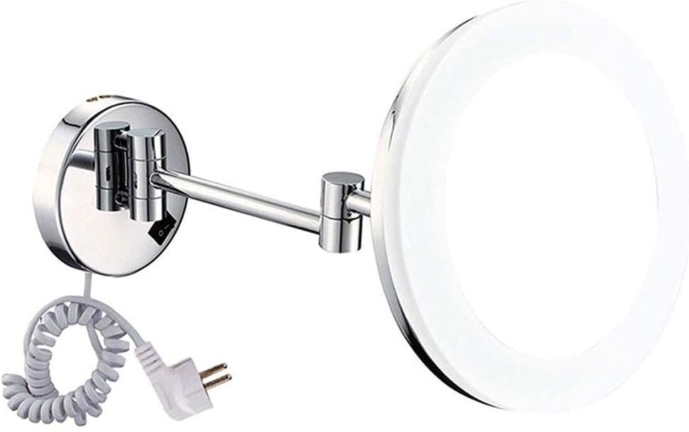Miroir de maquillage mural 8 pouces grossissement 10x extensible et réglable pour salle de bain
