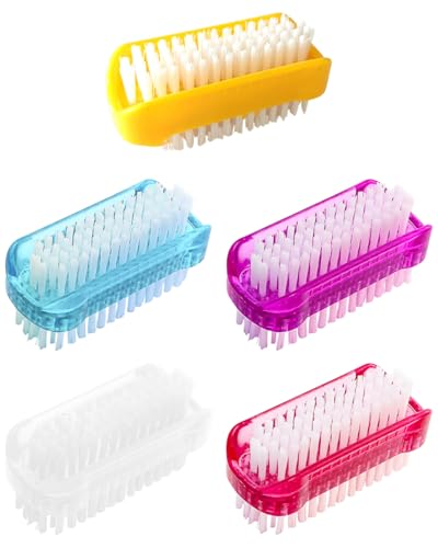FUGLUS 5 spazzole per unghie a doppia faccia,Spazzola morbida per unghie,Per unghie,Spazzola per il lavaggio delle mani,Per la pulizia quotidiana delle unghie(5 colori)