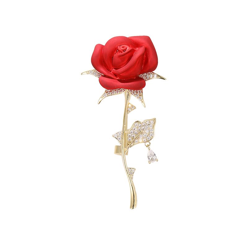 Image of Red Rose Flower Brooches and Pins for Women Costume Jewelry Brooch Pins Broches Jewelry for Women Elegant Lady Pin