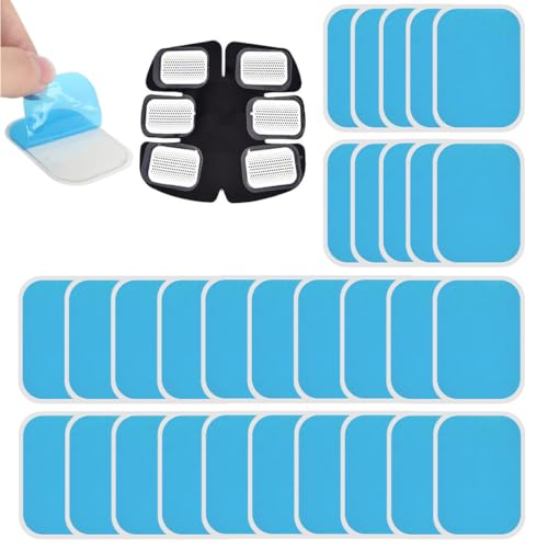 KEMUZ 30 Piezas De Almohadillas De Gel Ems, Almohadillas De Gel Para Entrenador Ems, Electrodos Abdominal, Estimulación Muscular Eléctrica, Almohadillas De Gel De Repuesto Para Entrenador(4 * 6 Cm)