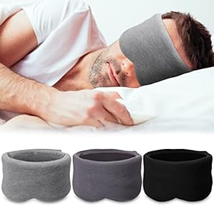 3 Pieces Eye Mask Sleep with Ear Covers Sleep Mask Over Ears Cotton Sleep Mask Blackout Comfortable Breathable Eye Mask Light Blocking Sleeping Mask with Adjustable Strap for Women Men Sleeping