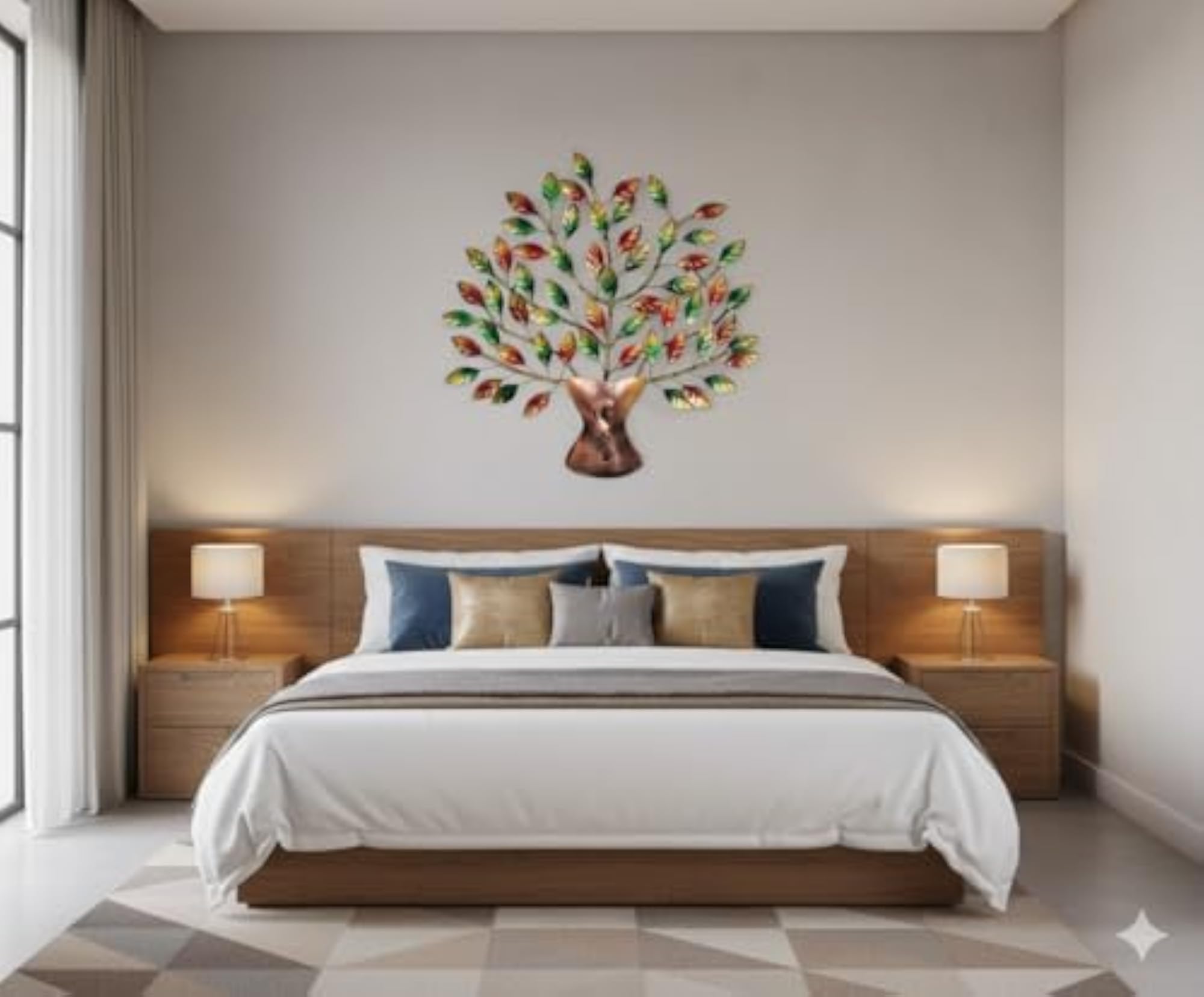 Handcrafted Metal Leaf Tree Wall Hanging, Decorative Art