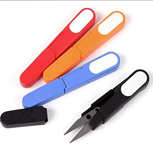 ISKYBOB 4 Pack Sewing Scissors Clippers, Embroidery Thrum Yarn Fishing Thread Beading Cutter, Mini Small Snips Trimming Nipper,DIY Supplies,Random Color