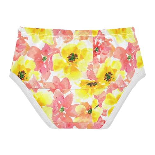 Joisal Girls Underwear Toddler 2t Cotton Little Girl Panties Bright Underpants Briefs Watercolor Yellow Pink Floral2