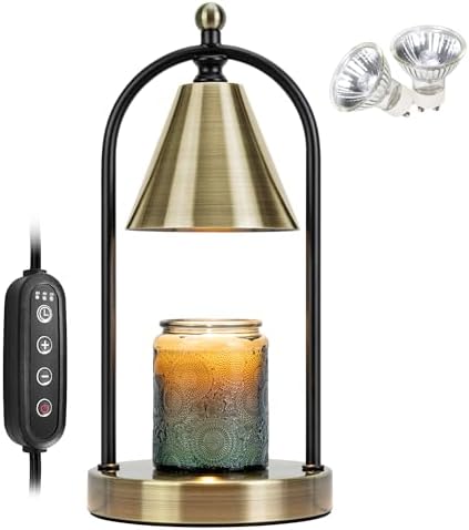 Candle Warmer Lamp with Timer, Electric Brass Light for Dimmable ...
