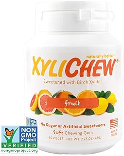 Xylichew 100% Xylitol Chewing Gum Jar - Non GMO, Gluten, Aspartame, and Sugar