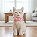 Larrel 2 Pcs Pink Cat Collar Bow, Adjustable Comfortable Pearl Cat Collar with Bow Cute Collars for Girl Cats Breakaway Kitten Accessories with Safety Buckle for Preventing Cats from Get Lost