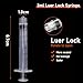 50 Pack 3ml/cc Disposable Luer Lock Lab Syringes with 22Ga 1.0 Inch Needle , Individually Sealed Packed