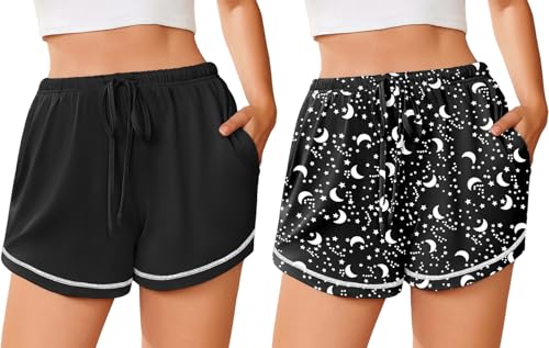 Image of Ekouaer Pajama Shorts for Women 2026 Soft Sleep Shorts Casual Lounge Shorts Comfy Pj Bottoms with Pockets