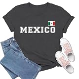 TIEEI Mexico Shirts for Women Mexican Flag T-Shirt Mexico Letters Print Tee Tops
