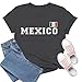 TIEEI Mexico Shirts for Women Mexican Flag T-Shirt Mexico Letters Print Tee Tops