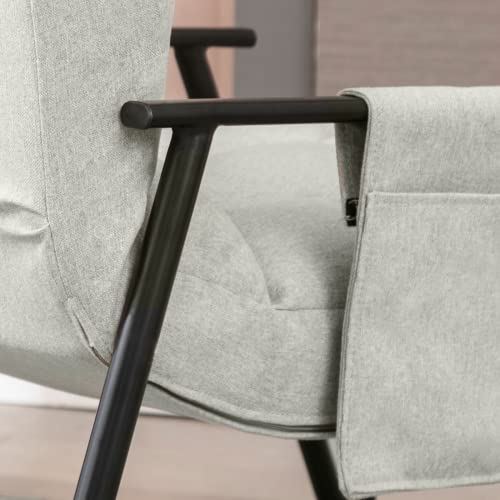 Mjkone Rocking Chair, Adjustable Rocking Chair Nursery, Stylish Rocking Armchair Lounge Sofa Chair, Lie Or Sleep Lazy Chair Glider Chair For Nursery Lounge Chair For Living Room/Bedroom, Light Grey #TOP6