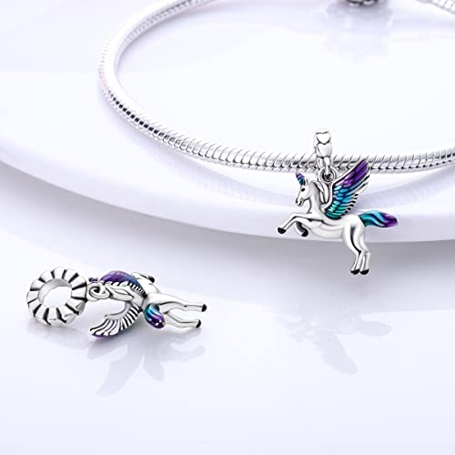 Narmo Silver Charms 925 Sterling Silver Unicorn Charm For Bracelet Flying Horse Charm Bead For Women Girls #TOP2