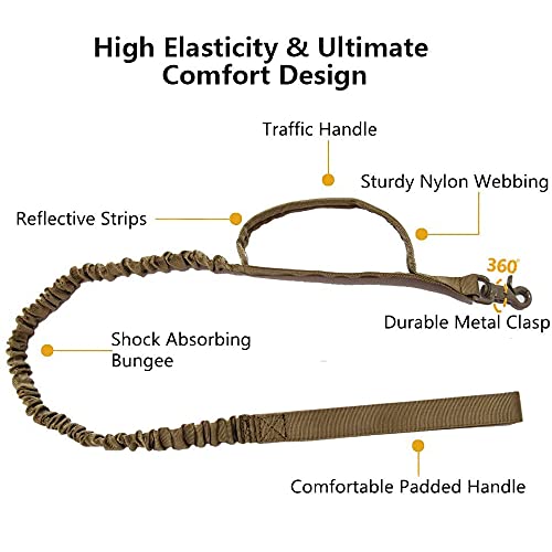 Image of Tactical Dog Collar and Leash Set Adjustable Military Nylon Dog Collar with Control Handle and Heavy Duty Metal Buckle for Large Dogs (Brown S