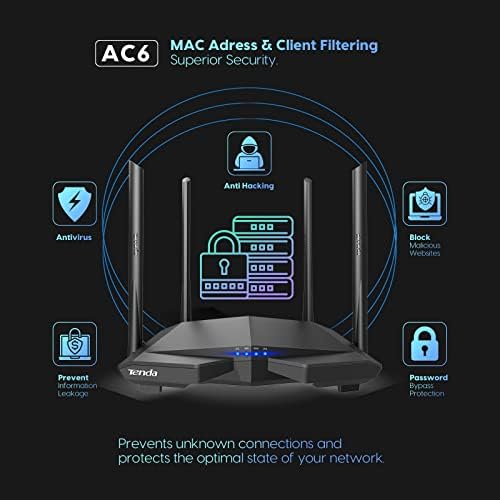 Tenda AC6 427349 AC1200 Dual-Band WLAN-Router, Czarny