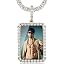 0259 Gold rectangle pendant with tennis chain]
