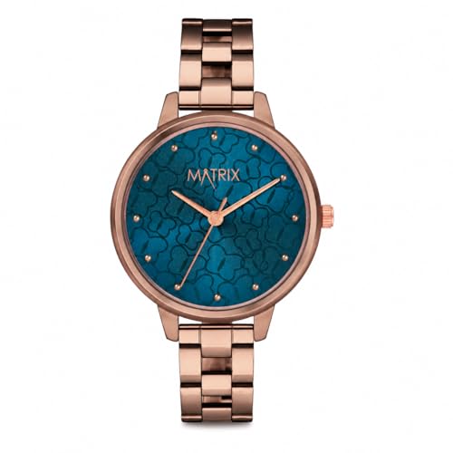 Image of Matrix Daisy Collection | Analog Watch for Women | Rose Gold Bracelet Strap | Premium Blue Dial | Stylish & Modern