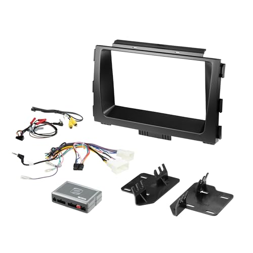 Scosche KA2420DDRB Double DIN Radio Installation Dash Kit Compatible with 2015-19 Kia Sedona with Automatic Climate Controls - Complete Car Stereo Install Kit with Steering Wheel Control Interface