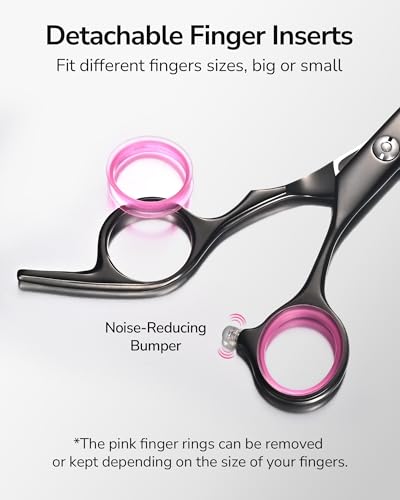 Image of ULG Hair Cutting Scissors Thinning Shears Kit Professional Barber Hairdressing Texturizing Salon Razor Edge Scissor Japanese Stainless Steel 6.5 inch Black