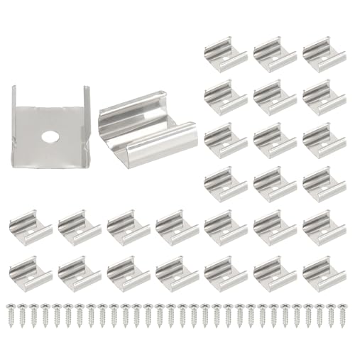 Image of PATIKIL LED Strip Clips, 30pcs Stainless Steel Mounting Brackets Fixing Clip Clamp Support Holder with Screws for 16mm to 17mm LED Strip Lighting Cable