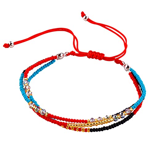 Boho Bohemian Beaded Anklet Bracelets for Women Unique Colorful Beach Anklet,Handmade by SUMMER LOVE (Color 9#)
