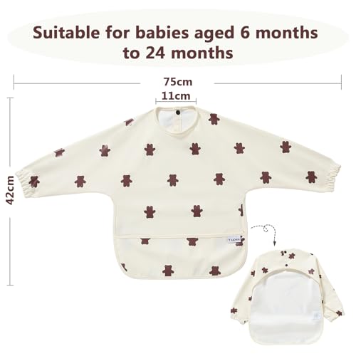 Yiupea Baby Weaning Bib Baby Mess Proof with Long Sleeves - Image 2