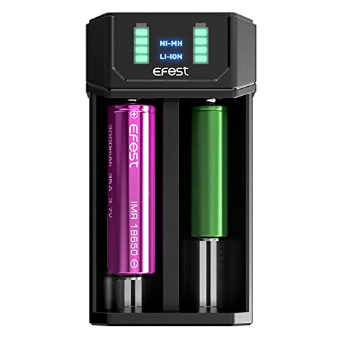 Efest Mega Chargeur de batterie USB pour piles AA AAA 18650 21700 double fente rapide 1 A NiMH Li-ION