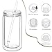 Tswofia 16 Oz Plastic Snow Globe Tumbler with Lid and Straw, 10 Pack Double Wall Pre Drilled Plastic Mason Jar Cups Can for Snow Globe Glitter DIY Gift(Clear)